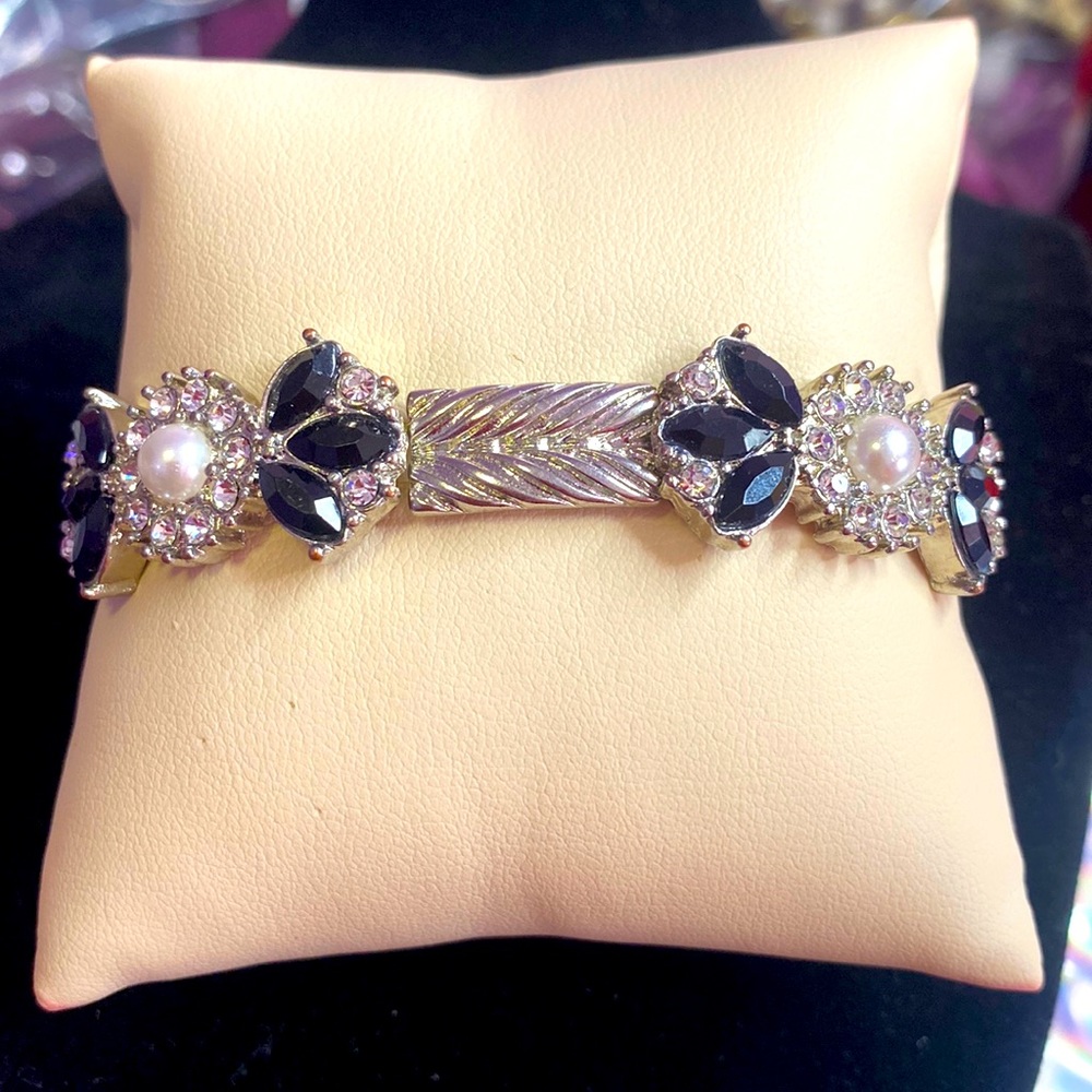 ❤️ Bracelet Silver tone Stimulated Pearl